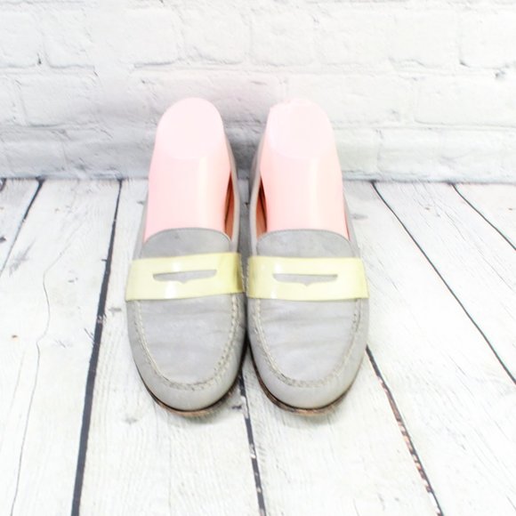 Cole Haan Monroe Gray Sheen Reflective Leather Penny Loafers Size 7.5 B - Picture 5 of 9